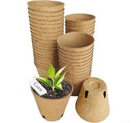 Confezione da 40 bicchieri biodegradabili per piante, vasi di carta con fori di drenaggio per piante grasse, verdure ed erbe, fodere marroni da 8 cm