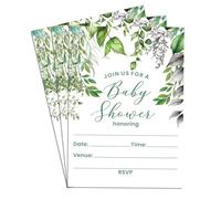 Confezione da 40 biglietti d'invito Greenary Design Baby Shower su un lato neutro vuoto riempire inviti 5x7