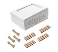 Confezione da 40 ghirlande fotografiche da 15,2 cm con 40 clip in legno e 4 corde per matrimoni, compleanni, decorazione da parete per la casa, per esporre foto, cornici in carta