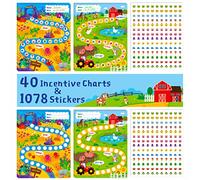 Confezione da 40 grafici di incentivi, 2 design adorabili con 1078 adesivi Insegnamento in classe/ricompensa/utilizzo in famiglia per compiti a casa dei bambini, frequenza, comportamento positivo