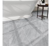 Confezione da 40 piastrelle autoadesive per pavimenti, 30,5 x 30,5 cm, facili da installare fai da te, per cucina, soggiorno, lavanderia, camper, marmo blu grigio