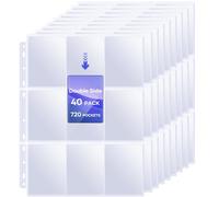 Confezione da 40 protezioni per pagine con 9 tasche, 720 pagine fronte/retro per raccoglitore a 3 anelli, fogli di protezione per carte da baseball, adatti per MTG, TCG, carte standard Baseball