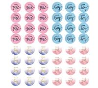 Confezione da 48 adesivi per rivelare il sesso della squadra di ragazzi, etichette adesive blu e rosa per inviti per feste, votazione, giochi di genere, decorazioni per baby shower (rotondi)
