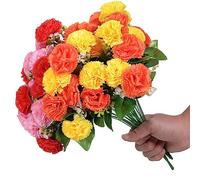 Confezione da 48 garofani artificiali, mazzetti di fiori artificiali in seta per esterni, resistenti ai raggi UV, non sbiadiscono, per casa, feste e matrimoni, composizioni floreali (multicolore)