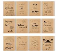 Confezione da 48 mini quaderni motivazionali, in carta kraft, 40 pagine a righe, divertenti, piccoli, tascabili, per bambini, scuola, ufficio, premi e viaggi (10,4 x 14,5 cm)