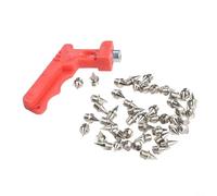 Confezione da 48 punte in acciaio da 6,4 mm per scarpe da pista e da campo, tacchetti di ricambio per competizioni di sci di fondo, perni in metallo con chiave inclusa (argento)