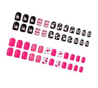 Confezione da 48 unghie finte in ABS a forma di cuore rosso rosa, personalizzabili, per tutte le dita, aspetto brillante in ABS