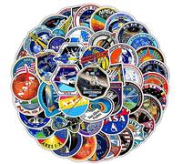 Confezione da 49 adesivi con logo Space Mission, impermeabili, in vinile, per laptop, scrapbooking, notebook, bottiglia d'acqua, auto, casco, skateboard, decorazioni fai da te