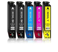 Confezione da 5 603XL compatibili con Epson 603 603XL per XP-2100 XP-2105 XP-2155 XP-3100 XP-3105 XP-3150 XP-3155 XP-4105 XP-4155 WF-2810 WF-2820 WF-2830 WF-2830 35 WF-2 840 WF-2845 WF-2850 WF-2870