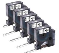 Confezione da 5 A45013 compatibile con nastro per etichette Dymo D1 45013, sostituto per ricariche DYMO Label Maker d1 S0720530, nero su bianco, 12 mm x 7 m, per LabelManager 160 280 360D 420P 210D