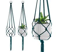 Confezione da 5 Appendini per Piante Macramè per Interni, Grande Supporto per Piante in Cotone Macramè, Appendino per Piante in Corda per Interni ed Esterni per Decorazione Boho della Casa (Verde