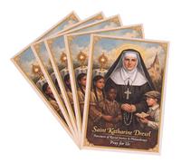 Confezione da 5 biglietti sacri Drexel di Santa Caterina | Patrona della giustizia razziale e della filantropia | 5 biglietti di preghiera devozionale da tenere o distribuire | Grande regalo cattolico
