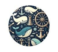 Confezione da 5 bottoni rotondi laminati a forma di ruota di balena, 6 cm, con finitura lucida e pinback sicuro