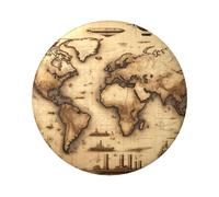 Confezione da 5 bottoni rotondi laminati con mappa del mondo antico, 6 cm, con finitura lucida e chiusura sicura