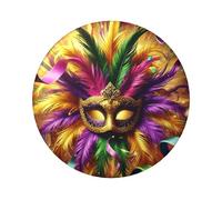 Confezione da 5 bottoni rotondi laminati con maschera Mardi-Gras-Mask, 6 cm, con finitura lucida e pinback sicuro