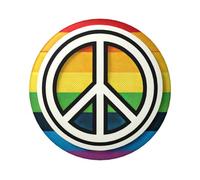 Confezione da 5 bottoni rotondi laminati Lgbt-Gay-Pride-Peace, 6 cm, con finitura lucida e pinback sicuro