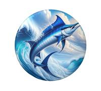 Confezione da 5 bottoni rotondi laminati Marlin-Fish-Bursts-Wave da 6 cm, con finitura lucida e pinback sicuro