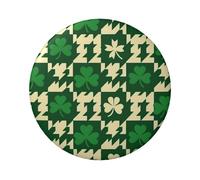 Confezione da 5 bottoni tondi rotondi con finitura lucida e pinback di San Patrizio, 6 cm, pied de poule laminati