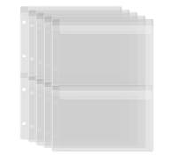 Confezione da 5 buste in plastica formato A4, 4 fori, impermeabili, in PVC, per fogli sfusi, per organizzare foto, documenti, timbri e fustelle (2 griglie)