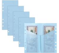 Confezione da 5 buste per raccoglitori in formato A6, 2 tasche per pianificatori a 6 anelli, organizer per denaro con linguette per indici per finanze personali e gestione della liquidità