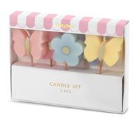 Confezione da 5 candele per torta di compleanno a forma di farfalla e fiore, colori pastello, colori assortiti