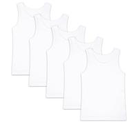 Confezione da 5 canottiere senza maniche per bambini, 100% cotone, colore bianco, taglia 2-13 anni, bianco-2, 6-7 Anni