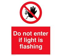 Confezione da 5 cartelli con scritta in lingua inglese "Do Not Enter If Light Is Flashing", 150 x 200 mm, formato A5P