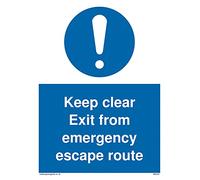 Confezione da 5 cartelli con scritta "Keep clear exit from emergency escape route", 150 x 200 mm, formato A5P
