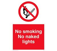 Confezione da 5 cartelli con scritta "No Smoking No Naked Lights", 100 x 150 mm, formato A6P