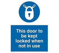 Confezione da 5 cartelli con scritta "This Door To Be Kept Locked When Not In Use", 150 x 200 mm, formato A5P