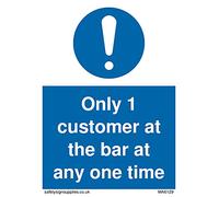 Confezione da 5 - Cartello con scritta "Only 1 customer at the bar at any one time" - 75 x 100 mm - A7P