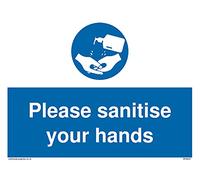 Confezione da 5 - Cartello con scritta "Please sanitise your hands - 200 x 150 mm - A5L