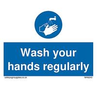 Confezione da 5 - Cartello con scritta"Wash your hands regular" - 100 x 75 mm