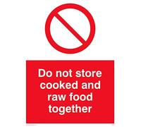 Confezione da 5 - Cartello "Do Not Store Cooked And Raw Food Together", 150 x 200 mm, A5P