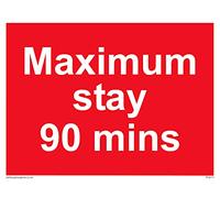 Confezione da 5 - Cartello"Maximum stay 90 mins" - 200 x 150 mm - A5L
