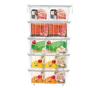 Confezione da 5 cestini impilabili per congelatore con doppi manici pieghevoli nize e risparmiare spazio in 198 litri cesti portaoggetti in filo metallico per ordinare cibi surgelati