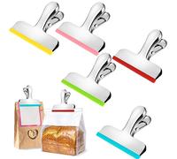 Confezione da 5 clip per sacchetti di patatine, resistenti, in acciaio inox, multiuso, clip colorate per sacchetti di cibo, per forniture da cucina, ufficio, casa, 7,6 cm di larghezza