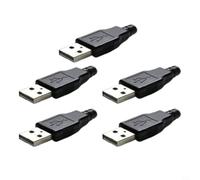 Confezione da 5 connettori USB maschio a 4 pin per assemblaggio cavi di saldatura con guscio in plastica nera adattatore fai da te prolunga di alimentazione