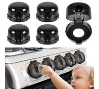 Confezione da 5 coprifornelli per la sicurezza dei bambini, dimensioni universali, per fornelli a gas, con adesivo, resistenti al calore, a prova di bambino, coperture per manopola del forno a doppia