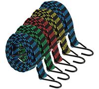 Confezione da 5 corde elastiche con ganci, resistenti, lunghe 2 m, cinghie elastiche elastiche per bagagli, cinghie elastiche piatte in gomma antiscivolo per bagagli, campeggio, portapacchi, traslochi