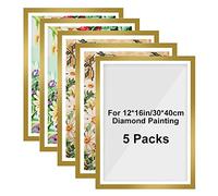 Confezione da 5 cornici magnetiche per pittura a mosaico con diamanti, 30 x 40 cm, autoadesive per parete, finestra, porta, decorazione per la casa (oro)