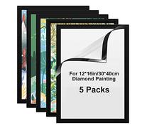 Confezione da 5 cornici magnetiche per pittura a mosaico con diamanti, 30 x 40 cm, autoadesive per parete, finestra, porta, decorazione per la casa (nero)