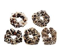 Confezione Da 5 Elastici Per Capelli in Velluto Con Stampa Leopardata - Retrò Coda Di Cavallo Accessori