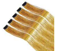 Confezione da 5 extension for capelli scintillanti con clip, arcobaleno lucido, resistenti al calore, for trecce, 19,5 pollici Wear and Go(Gold)