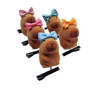Confezione da 5 fermagli per capelli a forma di capibara in peluche, alla moda, ornamento per capelli adatto per studenti e giovani donne