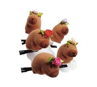 Confezione da 5 fermagli per capelli a forma di capibara in peluche, alla moda, ornamento per capelli adatto per studenti e giovani donne