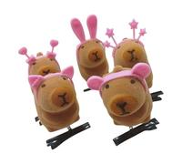 Confezione da 5 fermagli per capelli a forma di capibara in peluche, alla moda, ornamento per capelli adatto per studenti e giovani donne