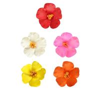 Confezione da 5 fermagli per capelli a forma di fiore hawaiano, in tessuto morbido, antiscivolo, per feste in spiaggia, vacanze, vari colori