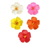 Confezione da 5 fermagli per capelli a forma di fiore hawaiano, in tessuto morbido, antiscivolo, per feste in spiaggia, vacanze, vari colori