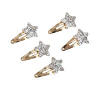 Confezione da 5 fermagli per capelli a forma di stella e cuore, con paillettes, per bambine e ragazze, accessori per la scuola, colore oro e argento